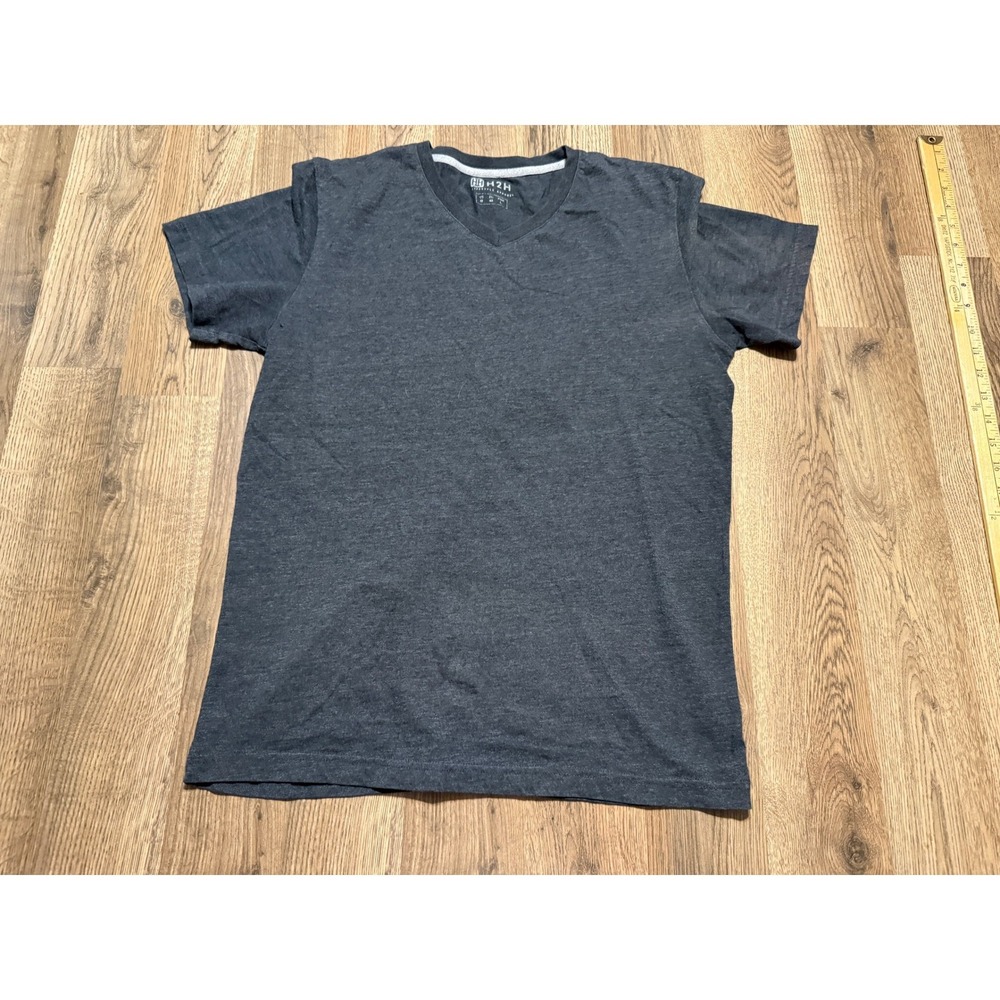H2H T Shirt Mens M Charcoal Grey V-Neck Lifestyle Apparel CMTTS0197 Excellent
